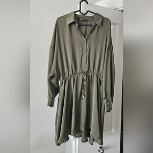 Zara Khaki Long Sleeve Dress